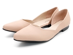 大小尺碼同款讓腳踝更性感的氣質側空尖頭平底鞋-粉色